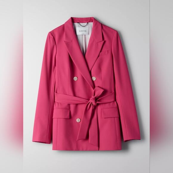 Aritzia Babaton Samuel pink belted blazer size 6 - Picture 2 of 7